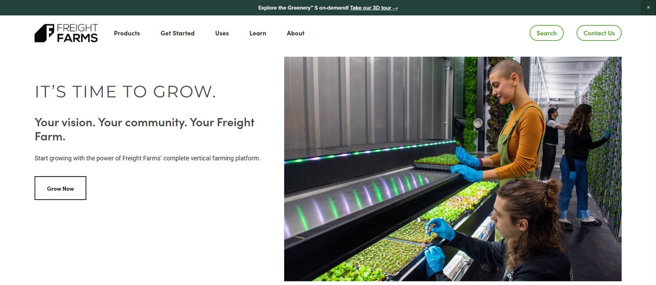 Freight Farms, Main Page of the Company's Site