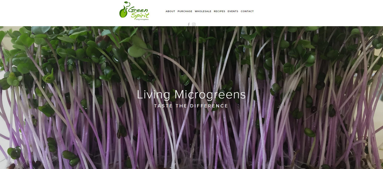 Green Spirit, microgreens company, main page screenshot